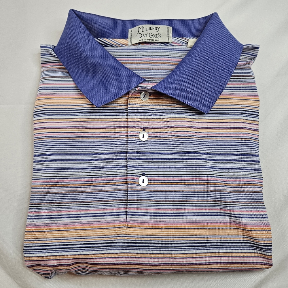 Mc Ilhenny Dry Good Stripe Golf Polo Shirt Size L